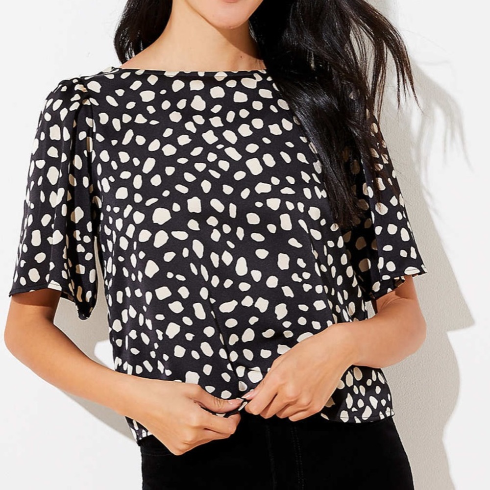 Loft Spotted Bow Back Top